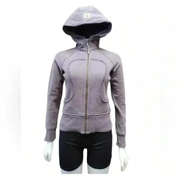 Lululemon Factory Distressed Scuba Hoodie Grey Size 2 - Picture 1 of 10